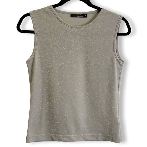 HENNES for H&M Basic Silver Sparkle Sleeveless Tank Top US Sz S - Picture 1 of 8